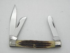 Queen Cutlery #26 Stockman Winterbottom bone:  3 1/4” closed, 1961 - 1971, etched blade, no tang sta