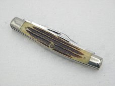 Queen Cutlery #26 Stockman Winterbottom bone:  3 1/4” closed, 1961 - 1971, etched blade, no tang sta