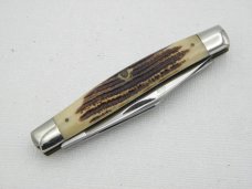 Queen Cutlery #26 Stockman Winterbottom bone:  3 1/4” closed, 1961 - 1971, etched blade, no tang sta