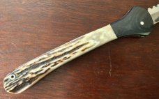 James Huckeba (Huck) Switchblade, Marked "Huck", Spear Point Blade, Nice Stag Handle, Unused 