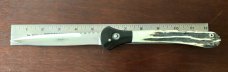 James Huckeba (Huck) Switchblade, Marked "Huck", Spear Point Blade, Nice Stag Handle, Unused 