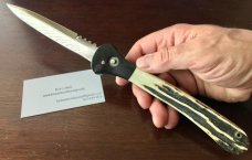 James Huckeba (Huck) Switchblade, Marked "Huck", Spear Point Blade, Nice Stag Handle, Unused 