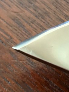 James Huckeba (Huck) Switchblade, Marked "Huck", Tanto Blade, Nice Stag Handle, Unused 