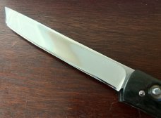 James Huckeba (Huck) Switchblade, Marked "Huck", Tanto Blade, Nice Stag Handle, Unused 