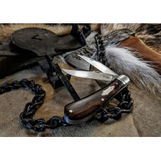 KROO CUSTOM BLADES - Bose Design Wharncliffe 2 Blade Trapper - Arizona iron Wood Burl Handles - NEW