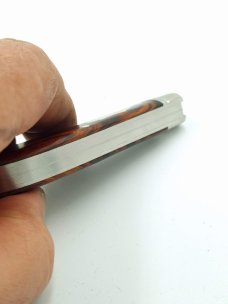 KROO CUSTOM BLADES - Bose Design Wharncliffe 2 Blade Trapper  - Arizona iron Wood Burl Handles - NEW
