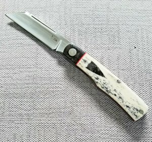 K'roo Custom Mac Knife,Giraffe Bone...blanket micarta bolsters red liners and spacers..,3.5..coa.sli