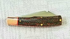 K'roo Custom Mac Knife,Copper accents..blanket micarta scales red liners and spacers..,3.5..coa.sli