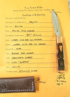 K'roo Custom Native Knife,, slip..coa 4" ..Blanket micarta...copper accents...liners...filework 