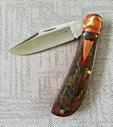 K'roo Custom Lanny clip,3.75..Copper Accents..blanket micarta...coa..slip..rwl34..filework 