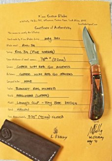 K'roo Custom Lanny clip,3.75..Copper Accents..blanket micarta...coa..slip..rwl34..filework 