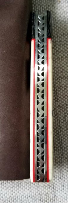 K'roo Custom Mac Knife,Giraffe Bone...blanket micarta bolsters red liners and spacers..,3.5..coa.sli