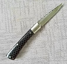 K'roo Custom Gent Jack Knife,, coa & slip,3", CTec scales, filework spring & blade, mini sodbuster