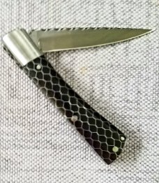 K'roo Custom Gent Jack Knife,, coa & slip,3", CTec scales, filework spring & blade, mini sodbuster