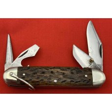 Vintage CATTARAUGUS No 42219C 4-Blade CampUtility Pocket Knife Stag c1886-1963