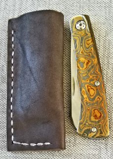 Jeff Mitchell Custom Golden Timascus Native Knife,slip ,4.. cpm154, one of...special heat treat  