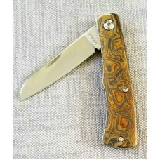 Jeff Mitchell Custom Golden Timascus Native Knife,slip ,4.. cpm154, one of...special heat treat