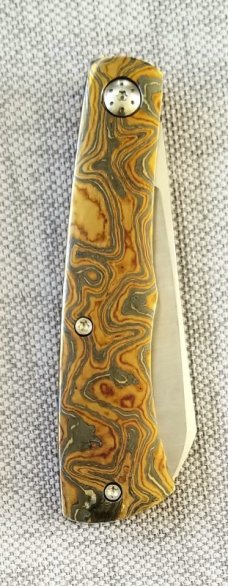 Jeff Mitchell Custom Golden Timascus Native Knife,slip ,4.. cpm154, one of...special heat treat  