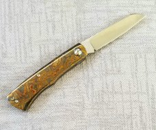 Jeff Mitchell Custom Golden Timascus Native Knife,slip ,4.. cpm154, one of...special heat treat  