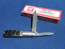 J.A. Henckels Folding Barlow 2 blade Pocket Knife W/ Rams horn scales NOS/NIB  NEW IN BOX!