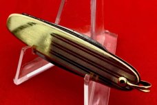 Vintage MERIDEN KNIFE Co Embossed Goldtone Lobster Pen Watch Fob Folding Pocket Knife c.1917-1932
