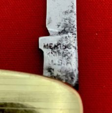 Vintage MERIDEN KNIFE Co Embossed Goldtone Lobster Pen Watch Fob Folding Pocket Knife c.1917-1932