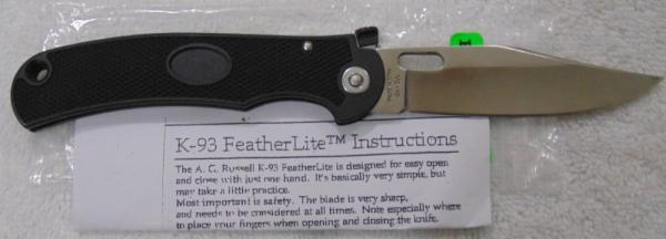 Vintage A.G. Russell Featherlite Lockback Folding Pocket Knife VG-10 Japan NEW w/ PAPERS K93B10