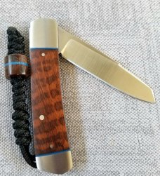 Jeffrey  Mitchell Native knife, Snakewood w/blue accents and Cpm154, 3.75..lanyard and bead