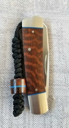 Jeffrey  Mitchell Native knife, Snakewood w/blue accents and Cpm154, 3.75..lanyard and bead