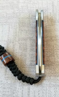 Jeffrey  Mitchell Native knife, Snakewood w/blue accents and Cpm154, 3.75..lanyard and bead