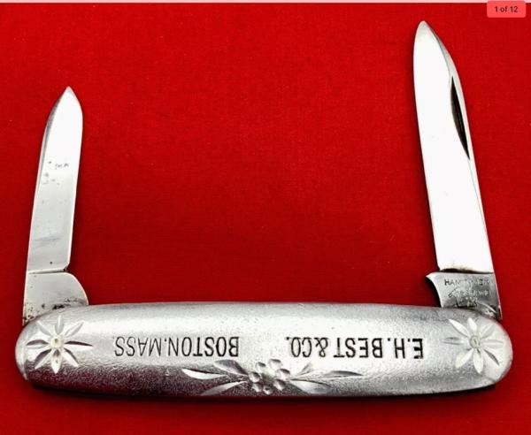 Vintage NEW YORK KNIFE CO Etched Aluminum Pen Folding Pocket Knife c.1888-1931 E.H Best Vintage NEW YORK KNIFE CO Etched Aluminum Pen Folding Pocket Knife c.1888-1931 E.H Best
