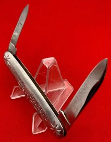 Vintage NEW YORK KNIFE CO Etched Aluminum Pen Folding Pocket Knife c.1888-1931 E.H Best