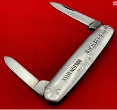 Vintage NEW YORK KNIFE CO Etched Aluminum Pen Folding Pocket Knife c.1888-1931 E.H Best