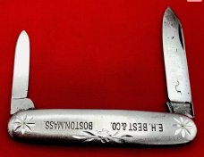 Vintage NEW YORK KNIFE Co Etched Aluminum Pen Pocket Knife c1888 -1931 Blade Etch