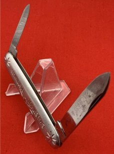Vintage NEW YORK KNIFE Co Etched Aluminum Pen Pocket Knife c.1888 -1931 Blade Etch