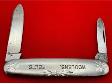 Vintage NEW YORK KNIFE Co Etched Aluminum Pen Pocket Knife c.1888 -1931 Blade Etch