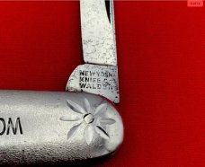 Vintage NEW YORK KNIFE Co Etched Aluminum Pen Pocket Knife c.1888 -1931 Blade Etch