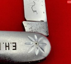 Vintage NEW YORK KNIFE Co Etched Aluminum Pen Pocket Knife c.1888 -1931 Blade Etch