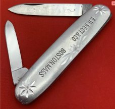 Vintage NEW YORK KNIFE Co Etched Aluminum Pen Pocket Knife c.1888 -1931 Blade Etch