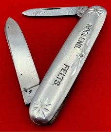 Vintage NEW YORK KNIFE Co Etched Aluminum Pen Pocket Knife c.1888 -1931 Blade Etch
