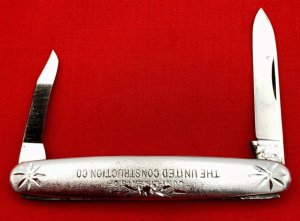 Vintage NEW YORK KNIFE CO Etched Aluminum Folding Pocket Knife c.1882-1931 NM Very Rare