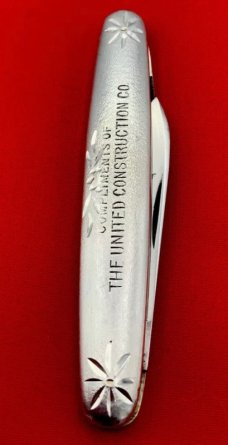 Vintage NEW YORK KNIFE CO Etched Aluminum Folding Pocket Knife c.1882-1931 NM Very Rare