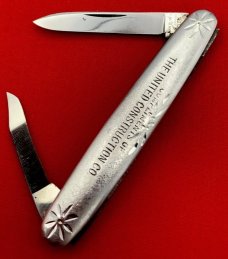 Vintage NEW YORK KNIFE CO Etched Aluminum Folding Pocket Knife c.1882-1931 NM Very Rare