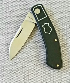 Meades Mini Dino Custom Knife, 3.625..Black Micarta..silver Twill CF skeleton key & bolsters outline