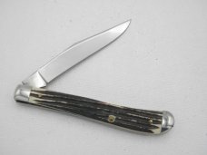 Queen Cutlery #11 Utility: 4 1/8” single blade jack, 1961 - 1971, genuine Winterbottom bone handles 