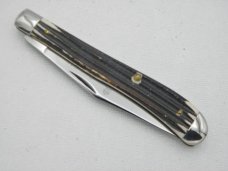 Queen Cutlery #11 Utility: 4 1/8” single blade jack, 1961 - 1971, genuine Winterbottom bone handles 