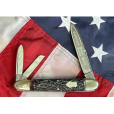 Vintage Bulldog Brand 3 Blade Celebrated Angelo Saxon Knife Whittler w Beautiful Red Bone Handles
