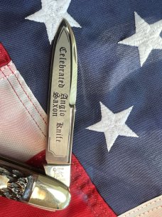 Vintage Bulldog Brand 3 Blade Celebrated Angelo Saxon Knife Whittler w Beautiful Red Bone Handles