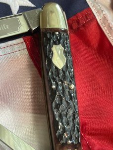 Vintage Bulldog Brand 3 Blade Celebrated Angelo Saxon Knife Whittler w Beautiful Red Bone Handles