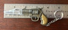 3 Vintage Miniature Revolver Or Pistol Keychain Manual Lockback Folding Knives 